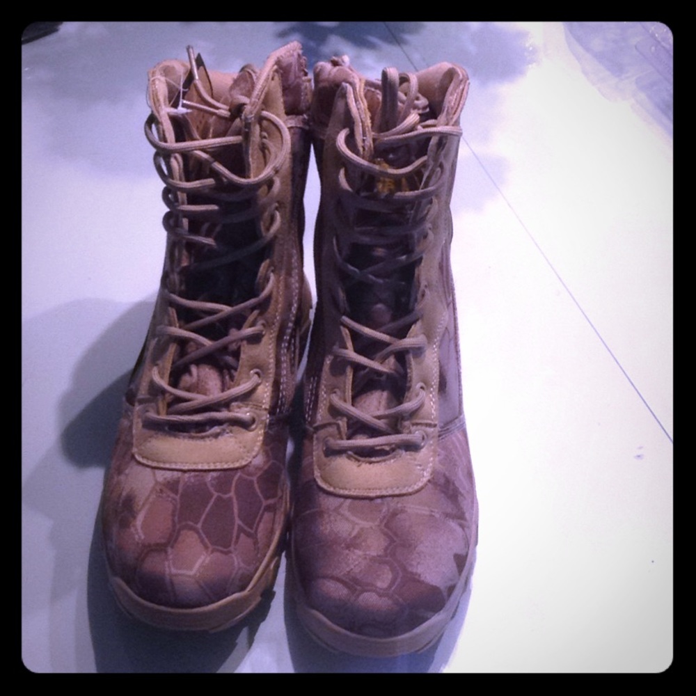 Desert and camo combat boots